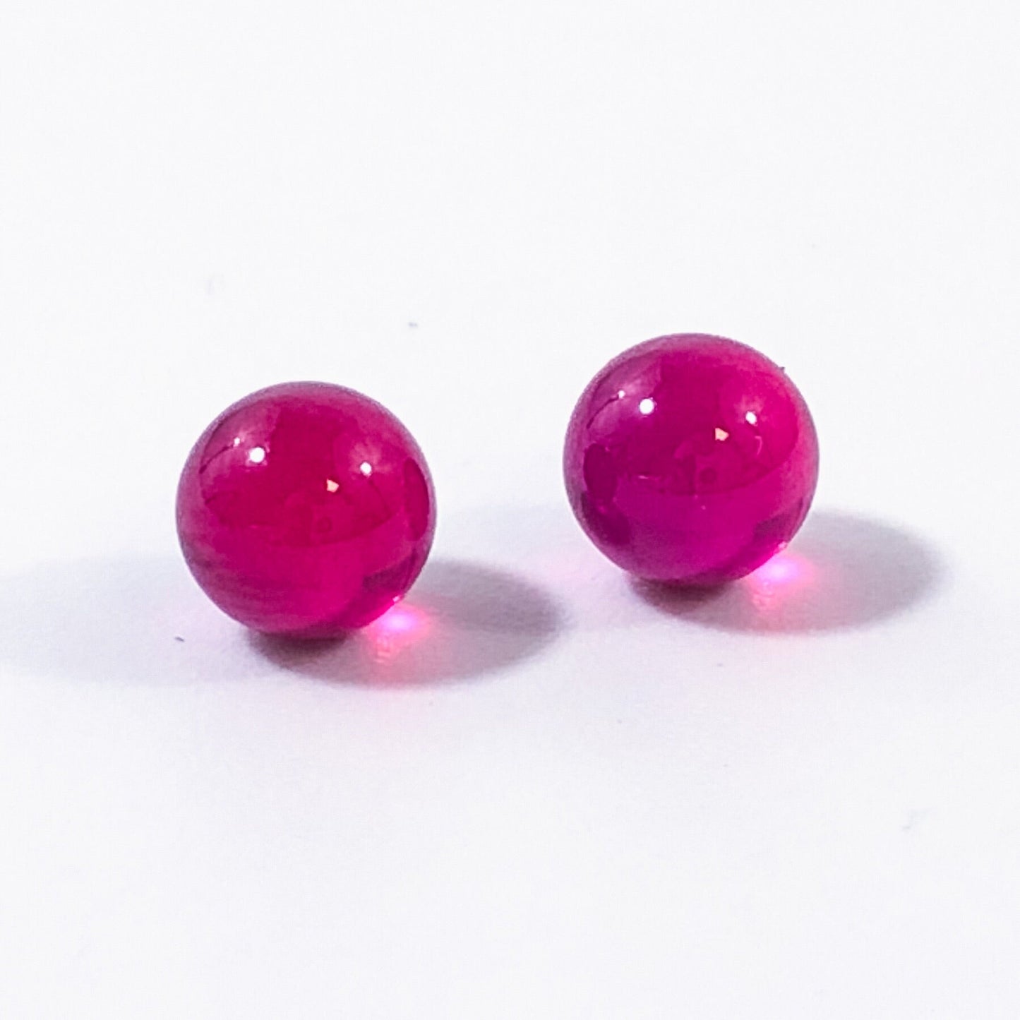 Real Ruby Dab Beads - Pair of 2